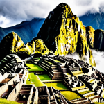**Andean Mountains in Rainy Season:** Misty mountain landscape after rainfall in the Andes, resembling a fairytale scene. Capture the unique beauty of Machu Picchu shrouded in clouds.